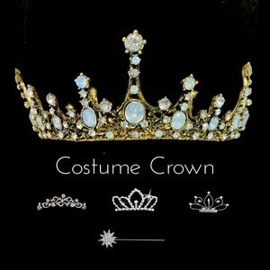 Crown, Costume Headwear, Antique Gold & Faux Jewels